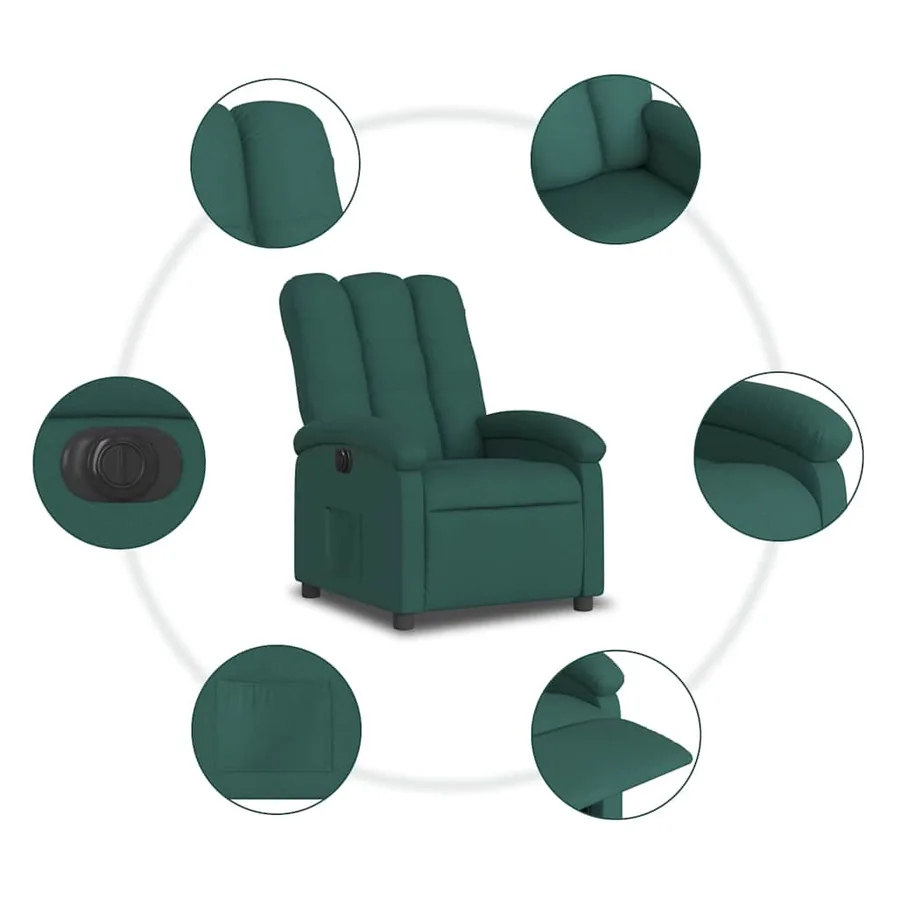 Fauteuil inclinable électrique Vert foncé Tissu - 8