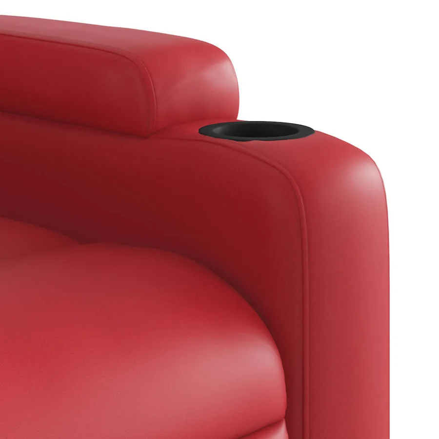 Fauteuil de massage inclinable électrique rouge similicuir - 10
