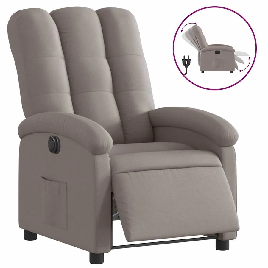 Fauteuil inclinable électrique Taupe Tissu - 2