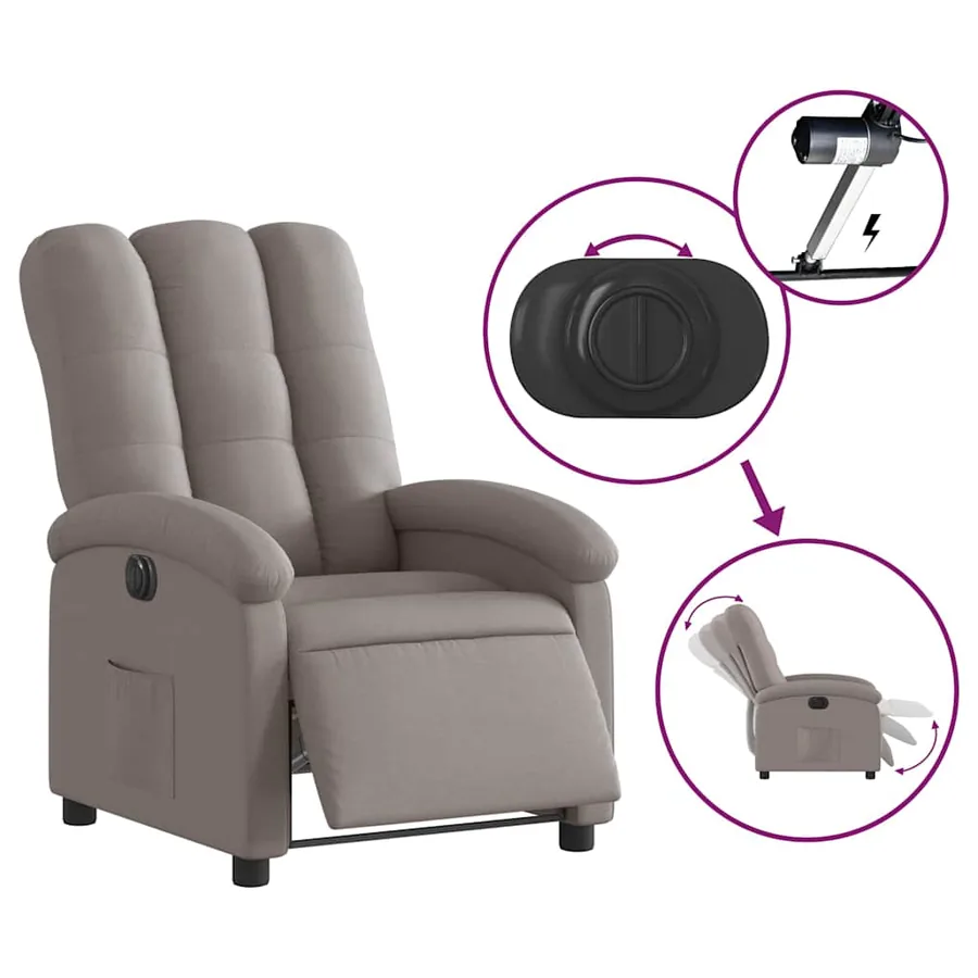 Fauteuil inclinable électrique Taupe Tissu - 6