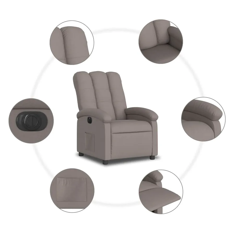 Fauteuil inclinable électrique Taupe Tissu - 8