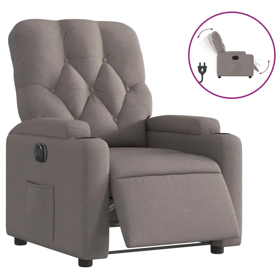 Fauteuil inclinable électrique Taupe Tissu - 2