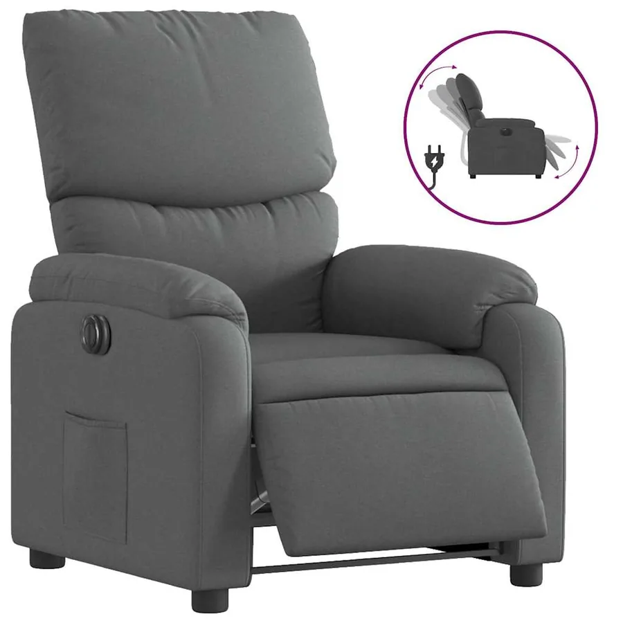 Fauteuil inclinable électrique Gris foncé Tissu - 2