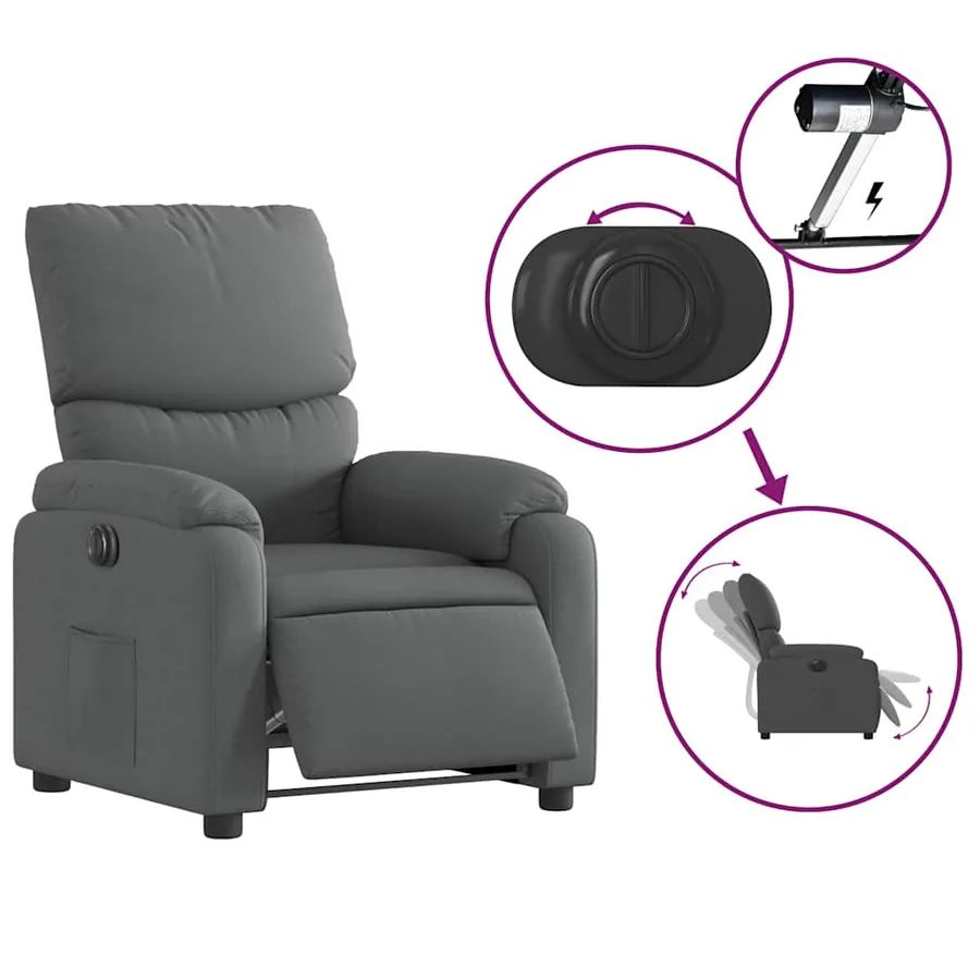 Fauteuil inclinable électrique Gris foncé Tissu - 6