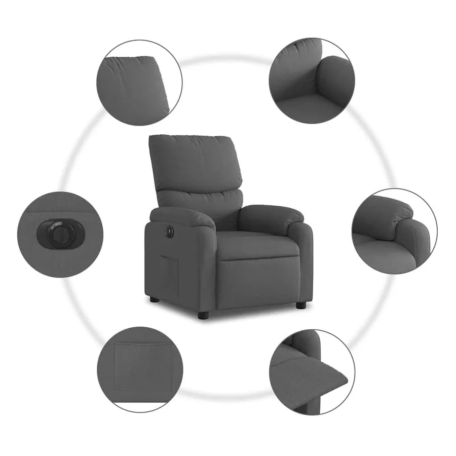 Fauteuil inclinable électrique Gris foncé Tissu - 8