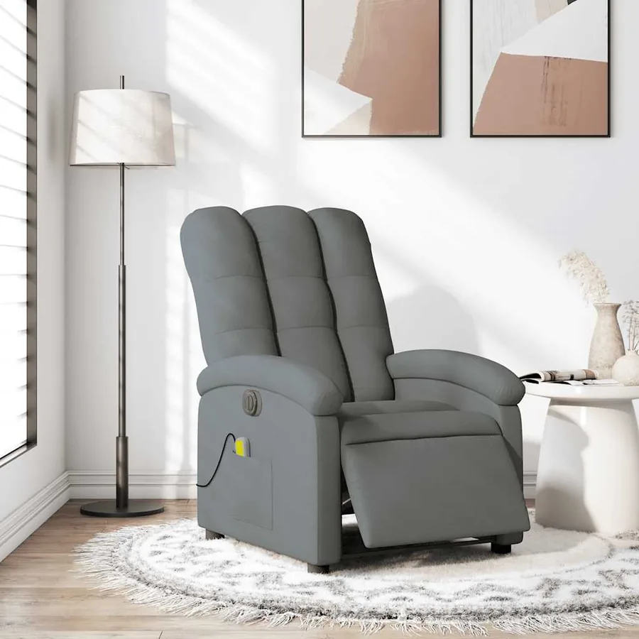 Fauteuil inclinable de massage électrique gris foncé tissu - 15