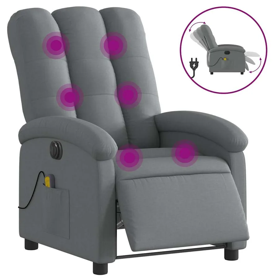 Fauteuil inclinable de massage électrique gris foncé tissu - 2