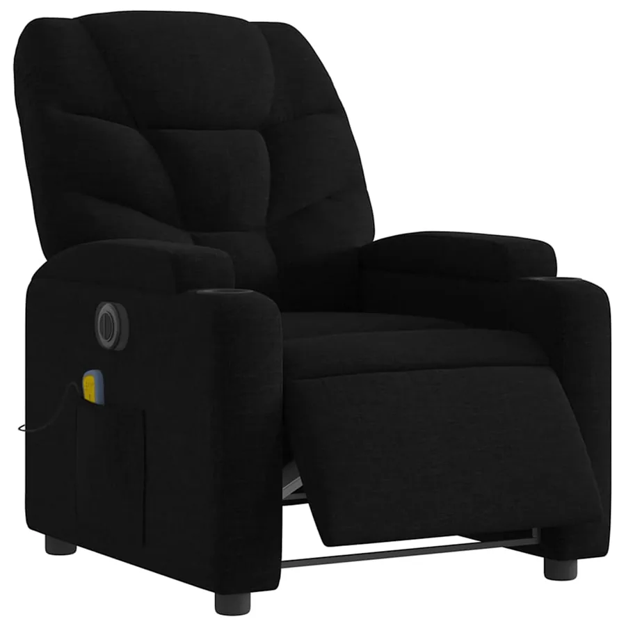 Fauteuil de massage inclinable électrique Noir Tissu - 3