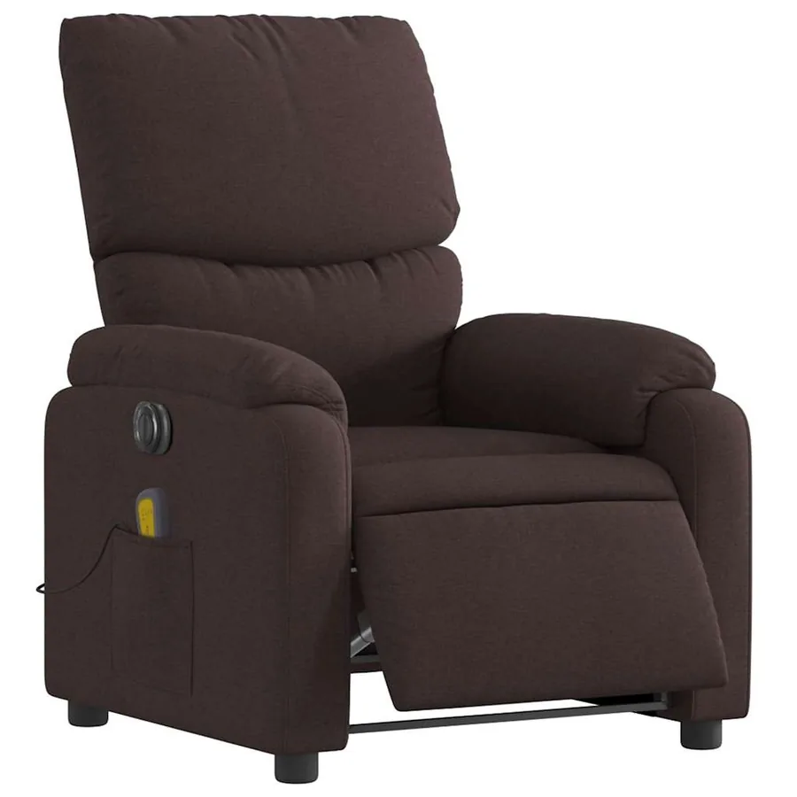 Fauteuil de massage inclinable électrique Marron foncé Tissu - 3