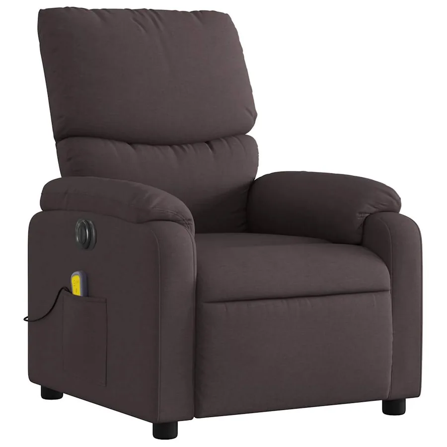 Fauteuil de massage inclinable électrique Marron foncé Tissu - 4