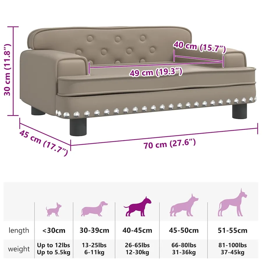 Lit pour chien cappuccino 70x45x30 cm similicuir - 7