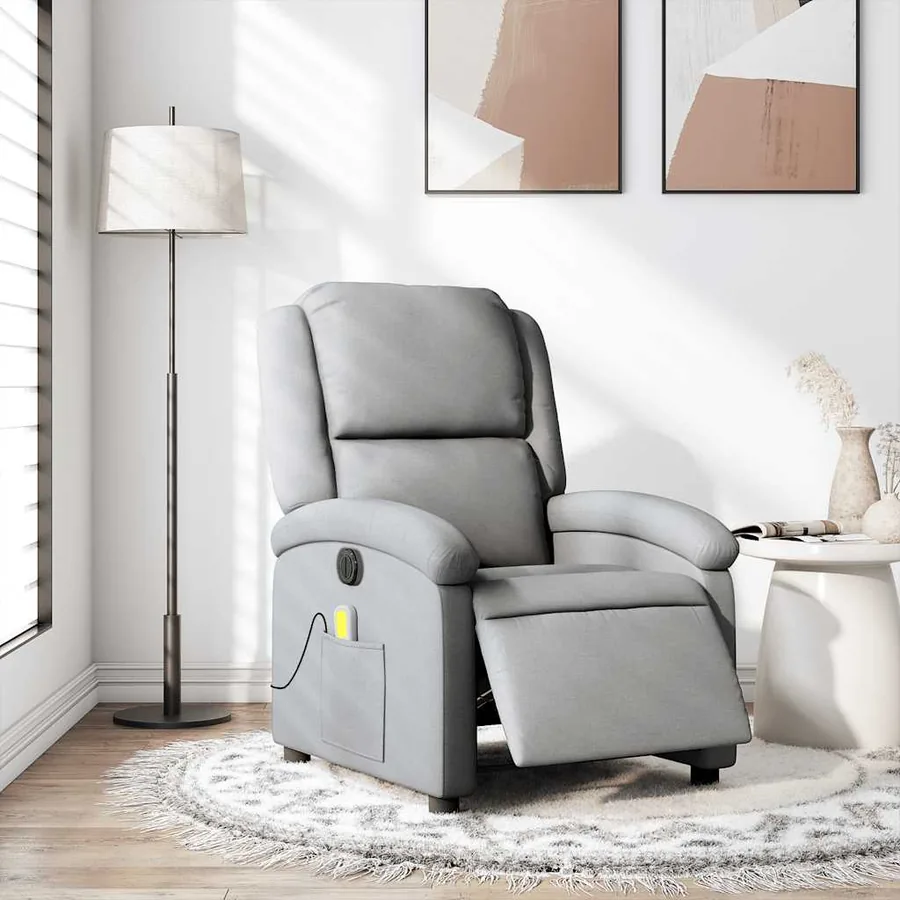 Fauteuil de massage inclinable électrique gris clair tissu - 16