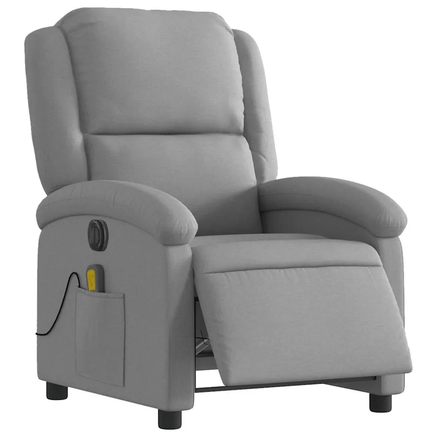 Fauteuil de massage inclinable électrique gris clair tissu - 3