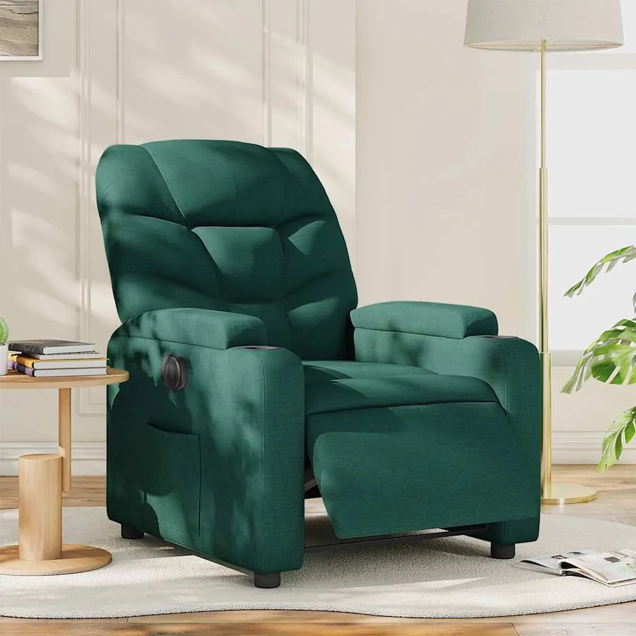 Fauteuil inclinable électrique Vert foncé Tissu
