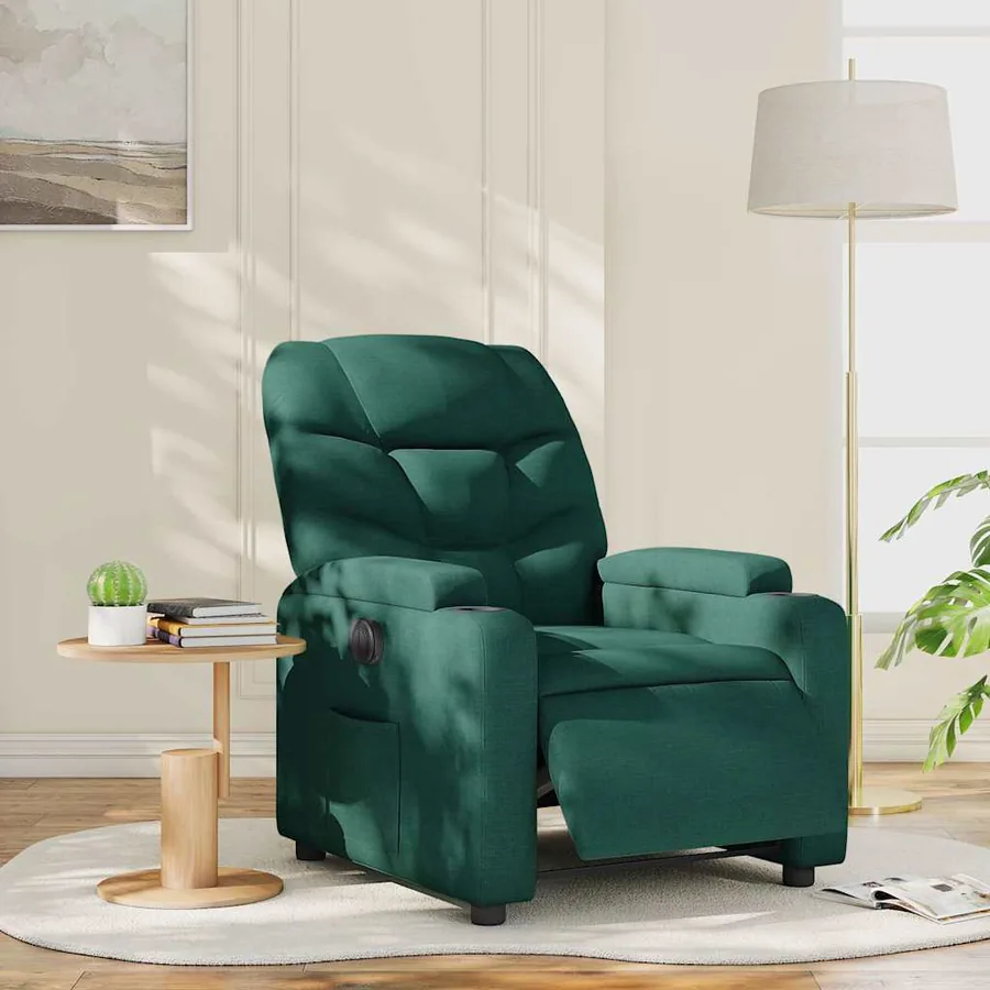 Fauteuil inclinable électrique Vert foncé Tissu - 16