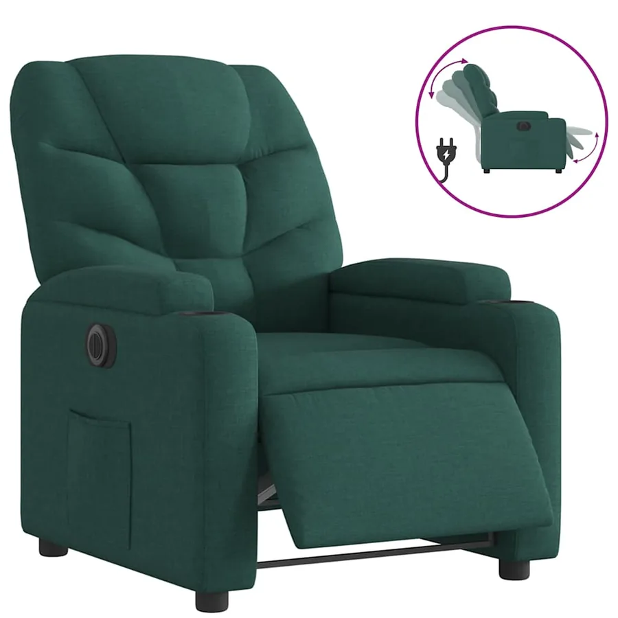 Fauteuil inclinable électrique Vert foncé Tissu - 2
