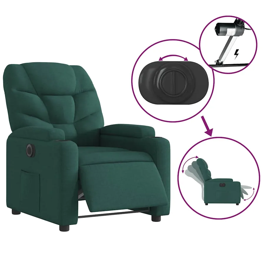 Fauteuil inclinable électrique Vert foncé Tissu - 6