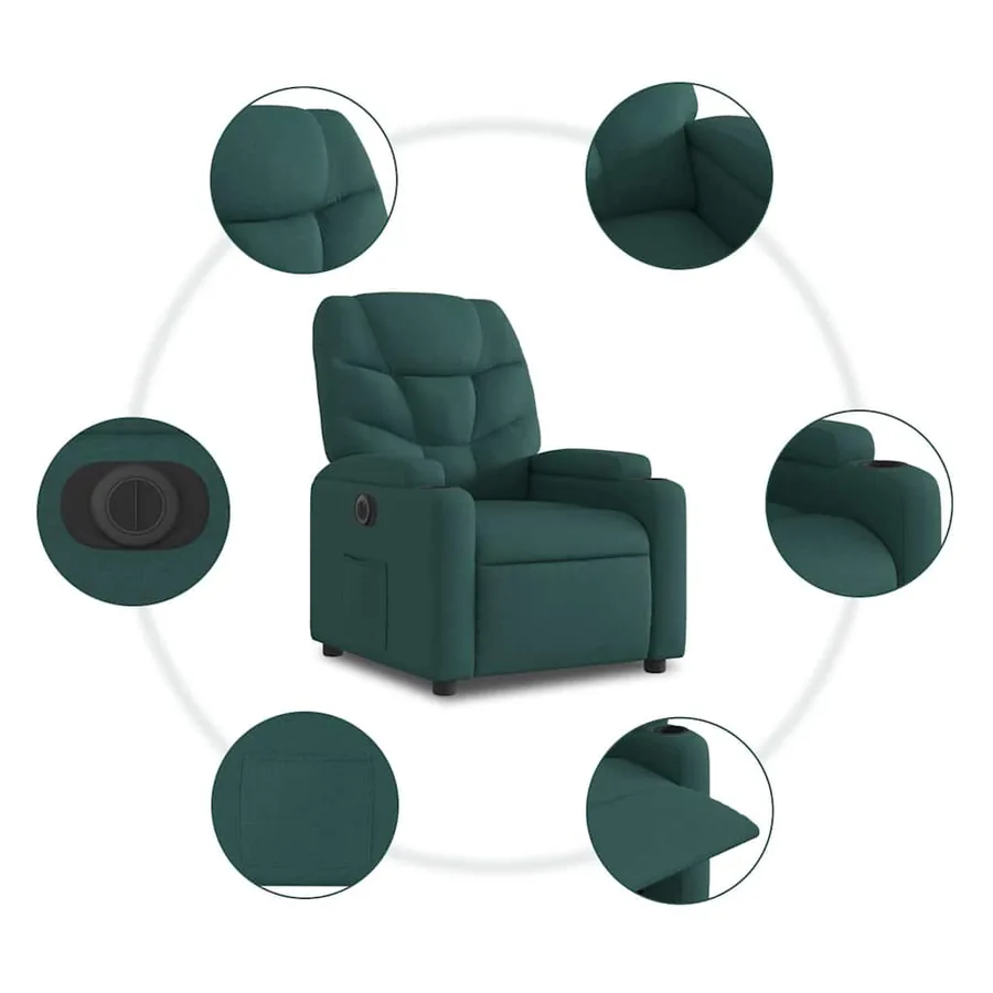 Fauteuil inclinable électrique Vert foncé Tissu - 8