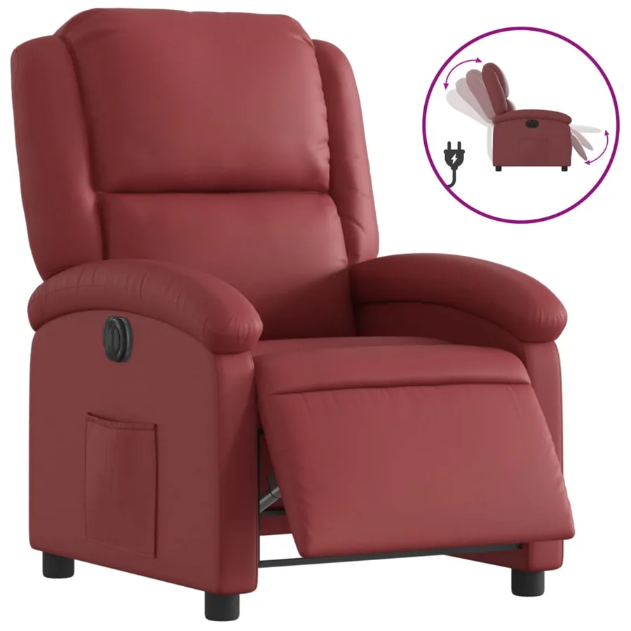 Fauteuil inclinable électrique Rouge bordeaux Similicuir - 2