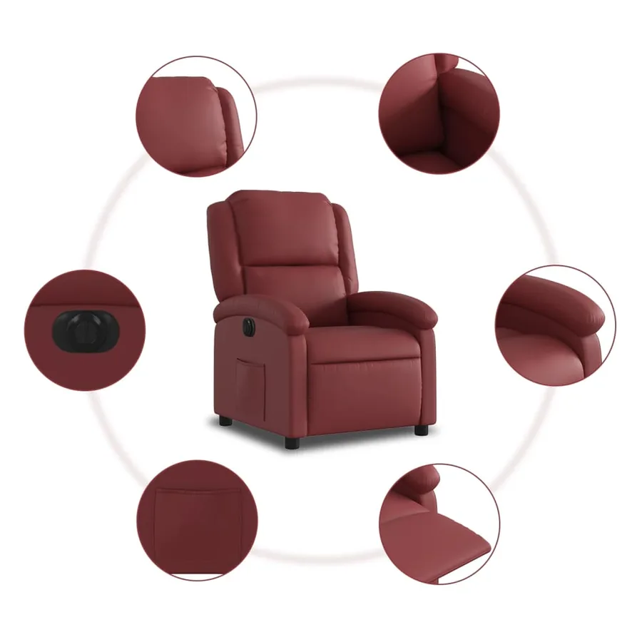 Fauteuil inclinable électrique Rouge bordeaux Similicuir - 8