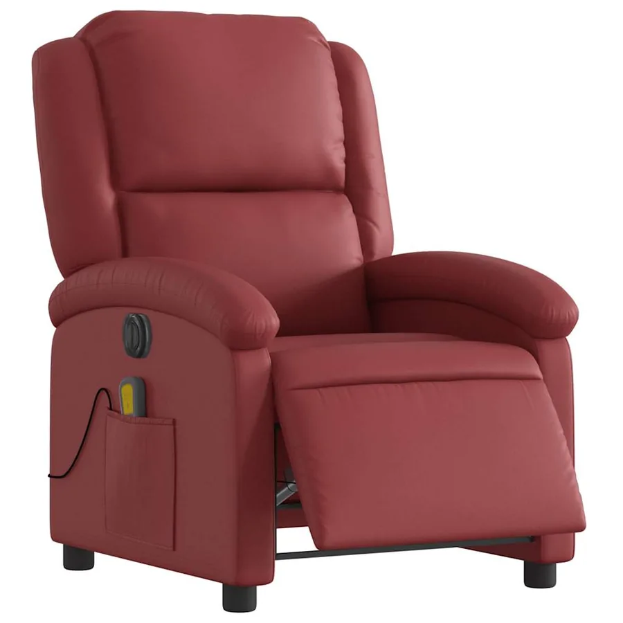 Fauteuil de massage inclinable électrique rouge bordeaux - 3