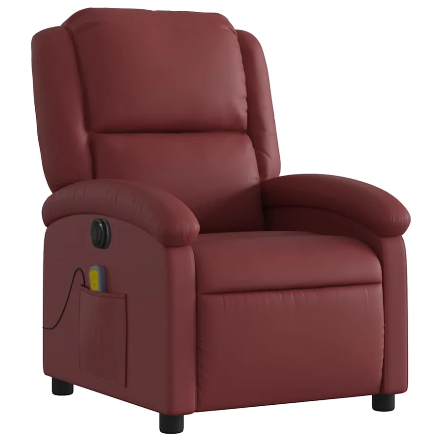 Fauteuil de massage inclinable électrique rouge bordeaux - 4