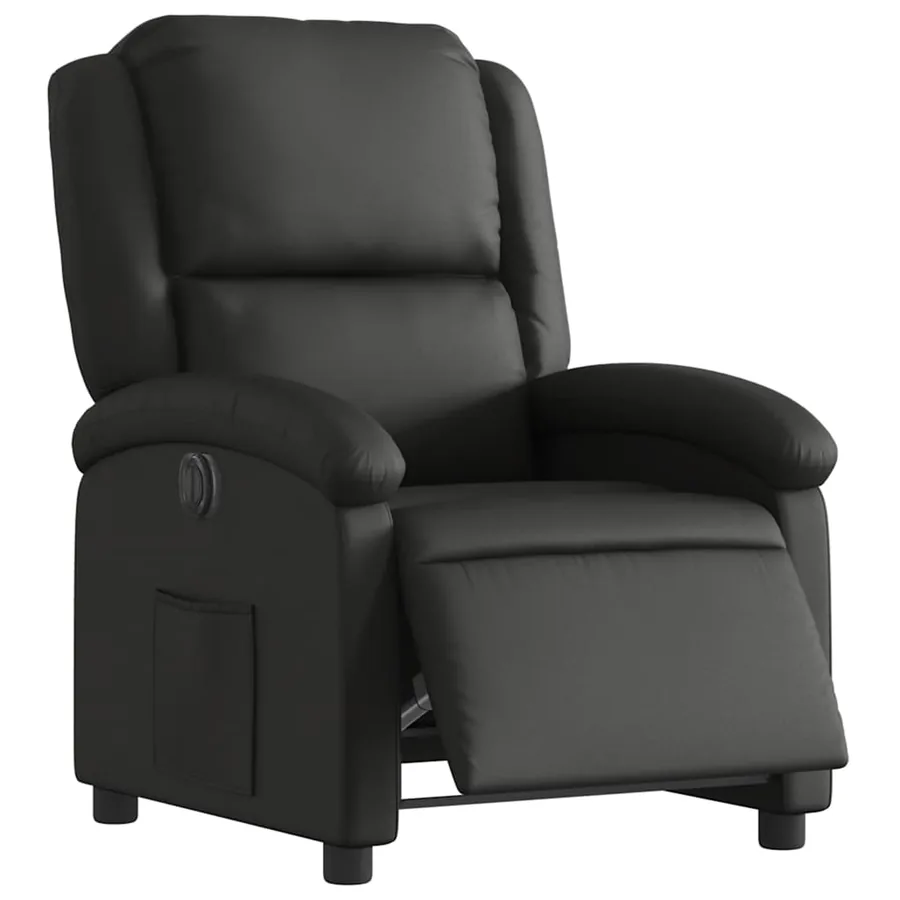Fauteuil inclinable électrique noir cuir véritable - 3