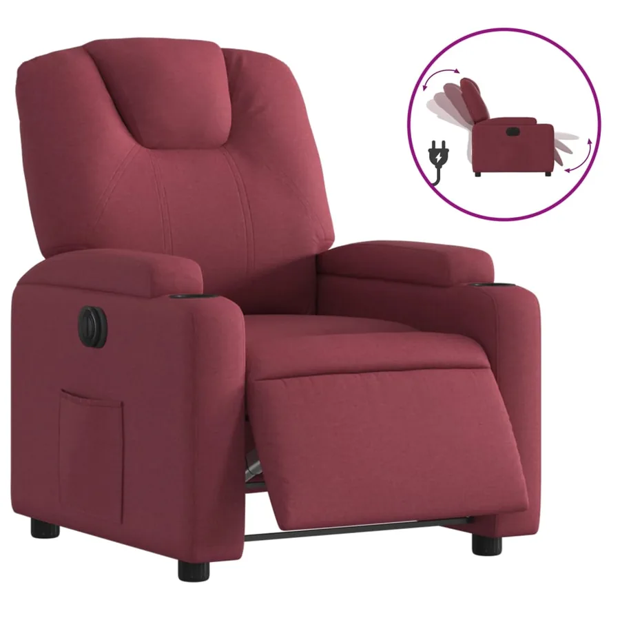 Fauteuil inclinable électrique Rouge bordeaux Tissu - 2