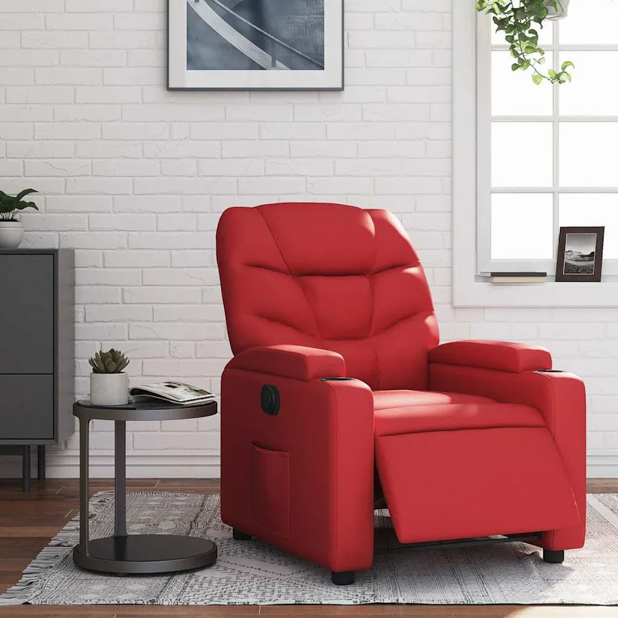 Fauteuil inclinable électrique Rouge Similicuir - 16