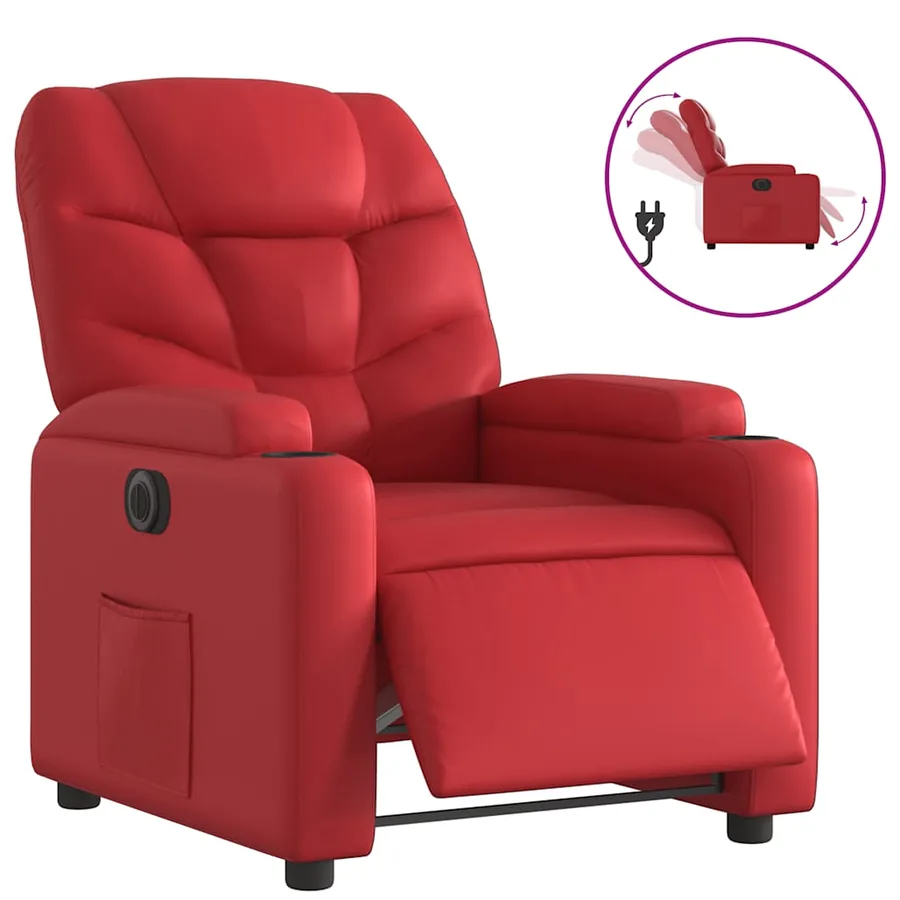 Fauteuil inclinable électrique Rouge Similicuir - 2