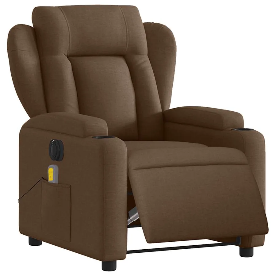 Fauteuil inclinable de massage électrique marron tissu - 3