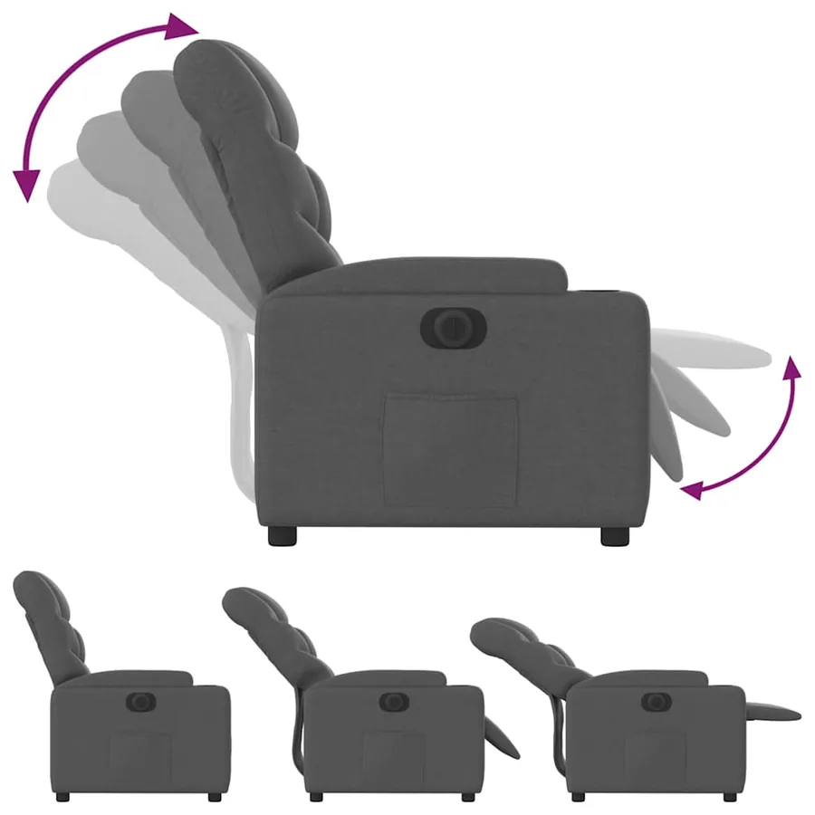 Fauteuil inclinable électrique Gris foncé Tissu - 7
