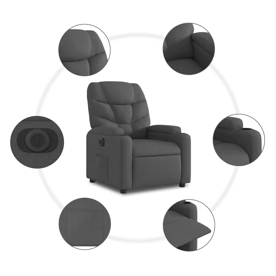 Fauteuil inclinable électrique Gris foncé Tissu - 8