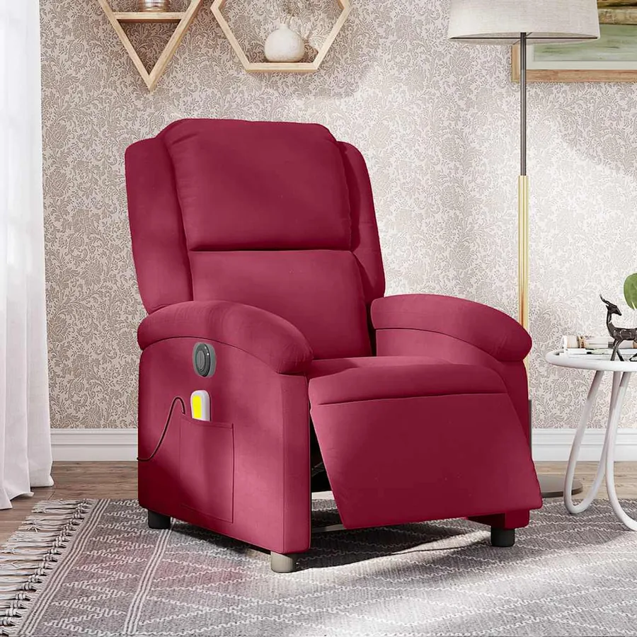 Fauteuil inclinable massage électrique rouge bordeaux velours