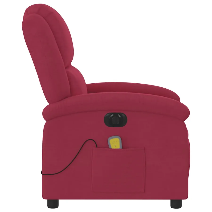 Fauteuil inclinable massage électrique rouge bordeaux velours - 10