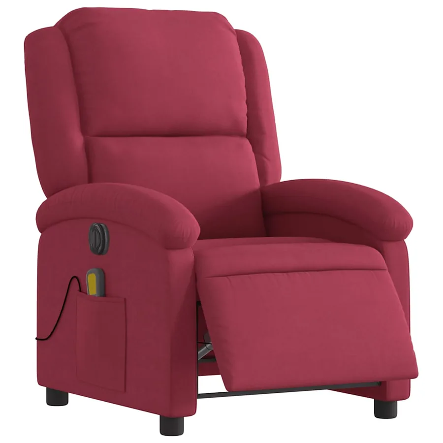 Fauteuil inclinable massage électrique rouge bordeaux velours - 3