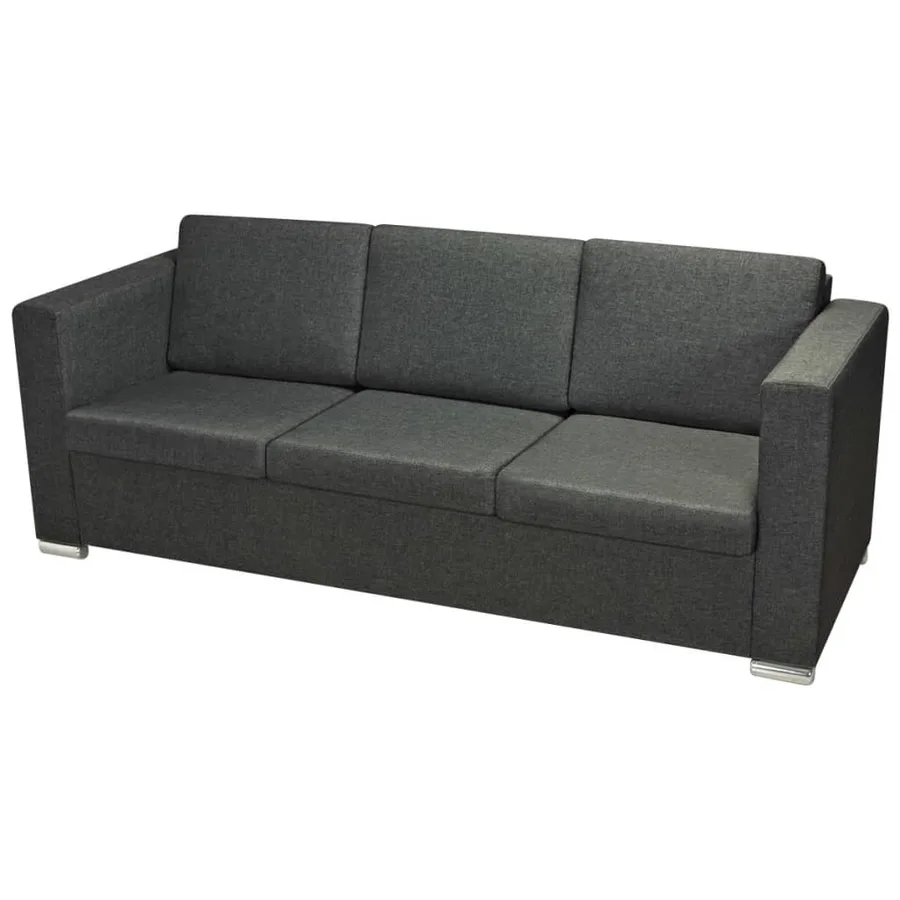 Canapé à 3 places Tissu Gris foncé - 3