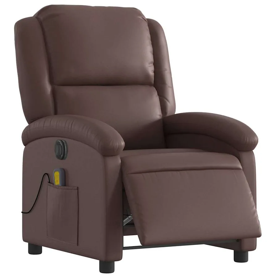 Fauteuil de massage inclinable électrique marron similicuir - 3