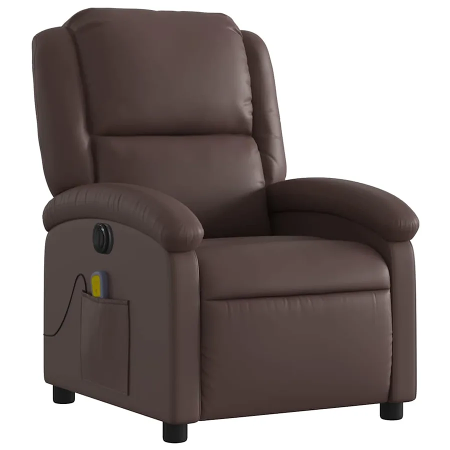 Fauteuil de massage inclinable électrique marron similicuir - 4