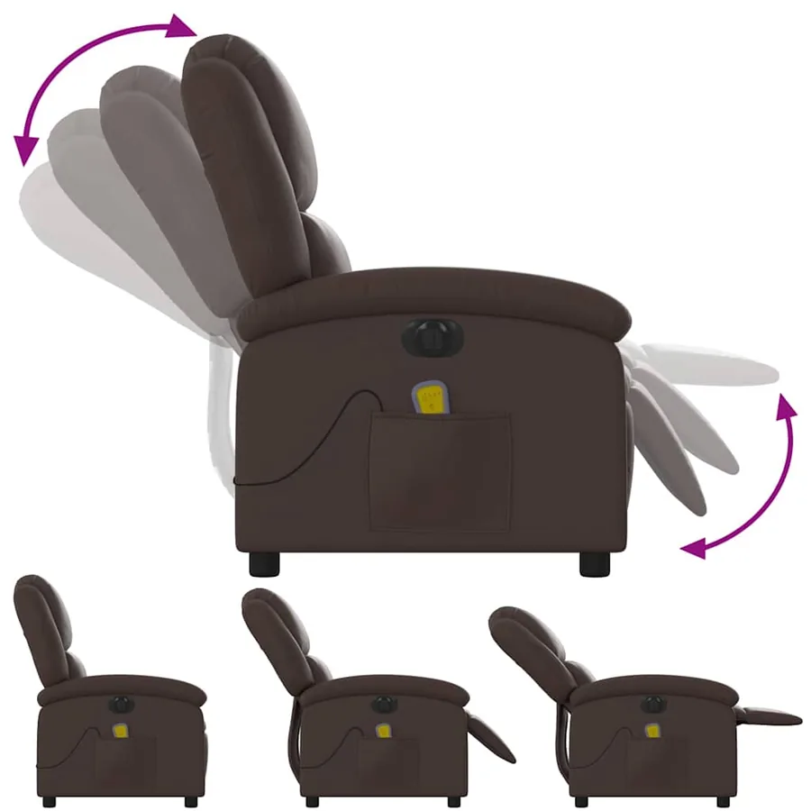 Fauteuil de massage inclinable électrique marron similicuir - 7