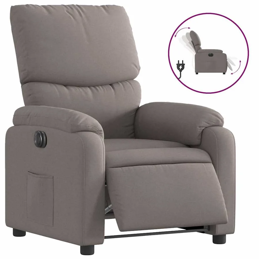 Fauteuil inclinable électrique Taupe Tissu - 2