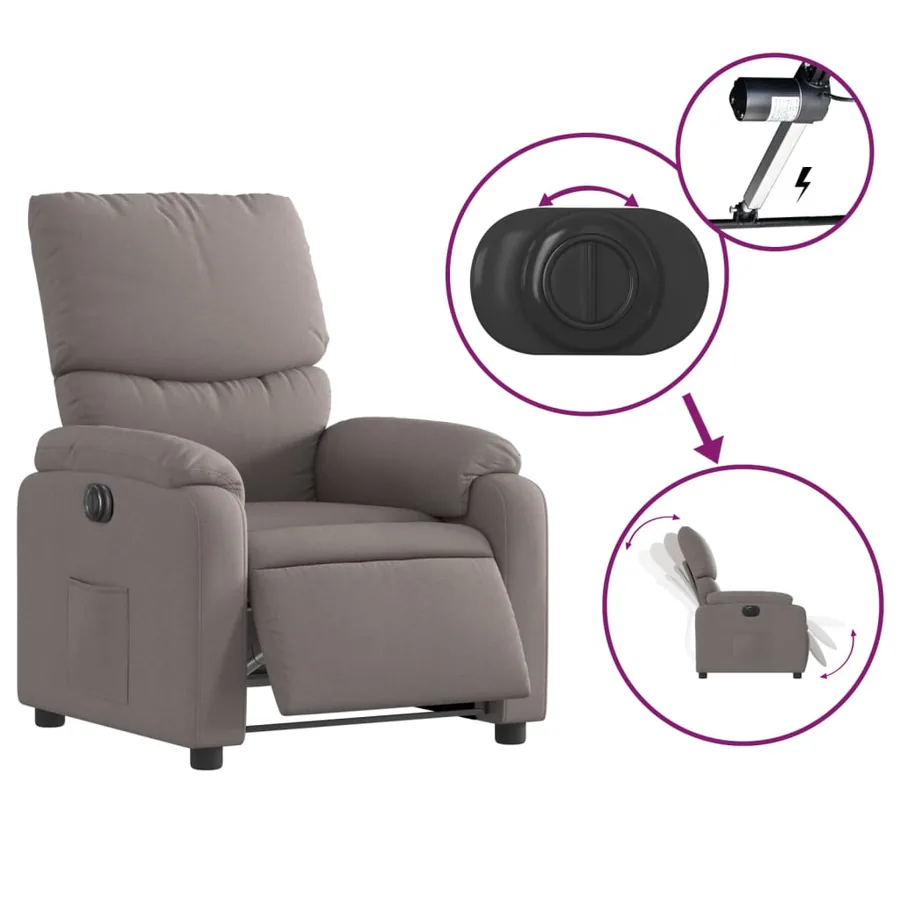 Fauteuil inclinable électrique Taupe Tissu - 6