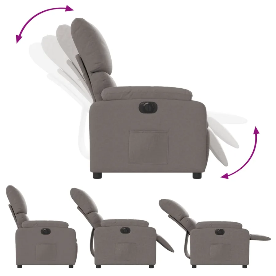 Fauteuil inclinable électrique Taupe Tissu - 7