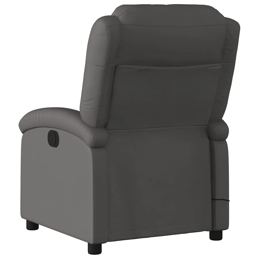 Fauteuil de massage inclinable électrique gris cuir véritable - 5
