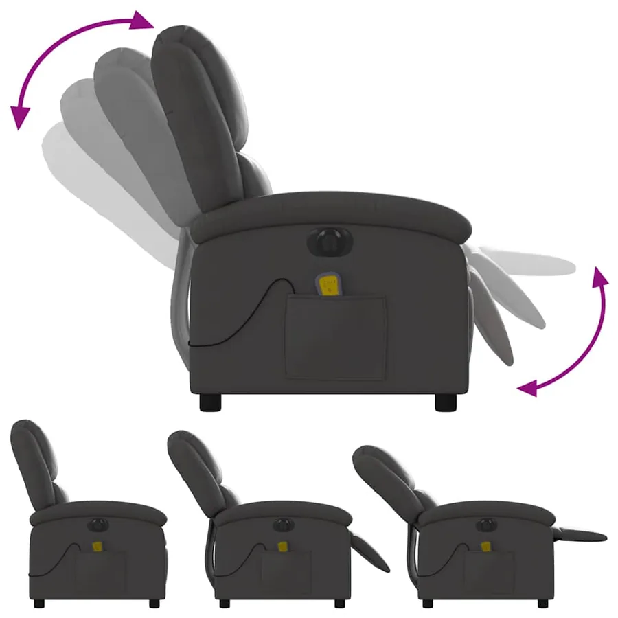Fauteuil de massage inclinable électrique gris cuir véritable - 7