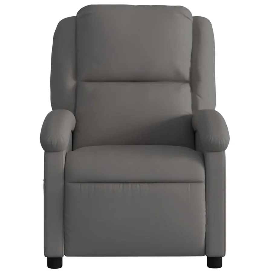 Fauteuil de massage inclinable électrique gris cuir véritable - 9