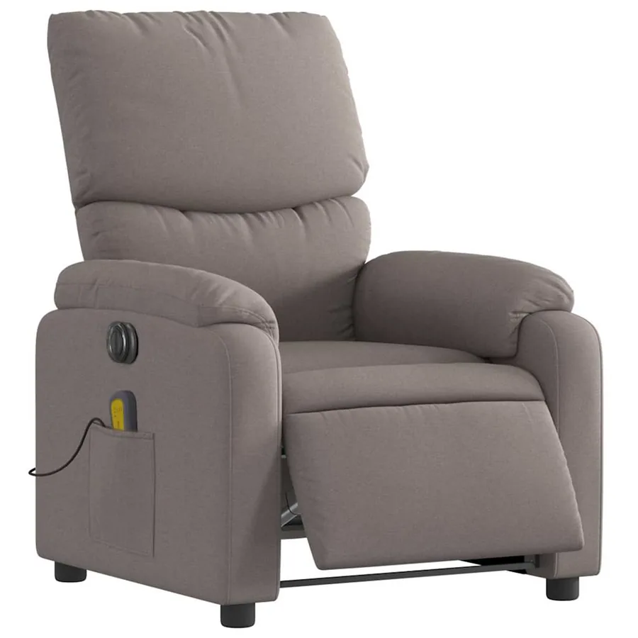 Fauteuil de massage inclinable électrique Taupe Tissu - 3