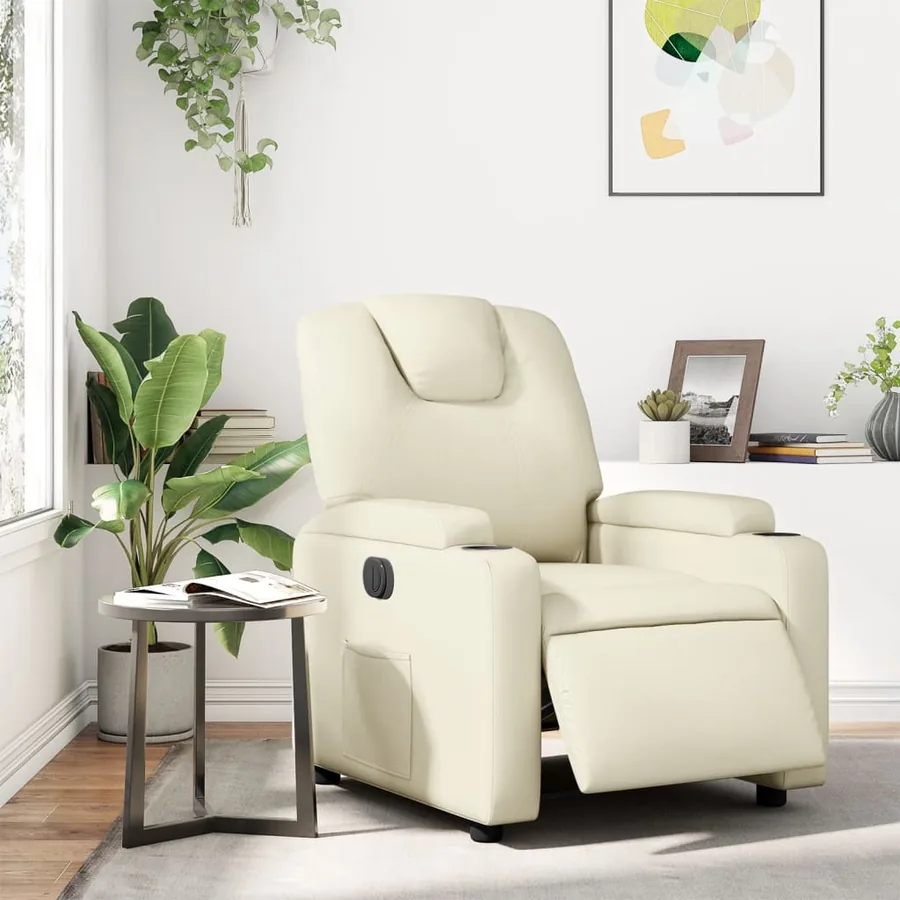Fauteuil inclinable électrique Crème Similicuir - 15