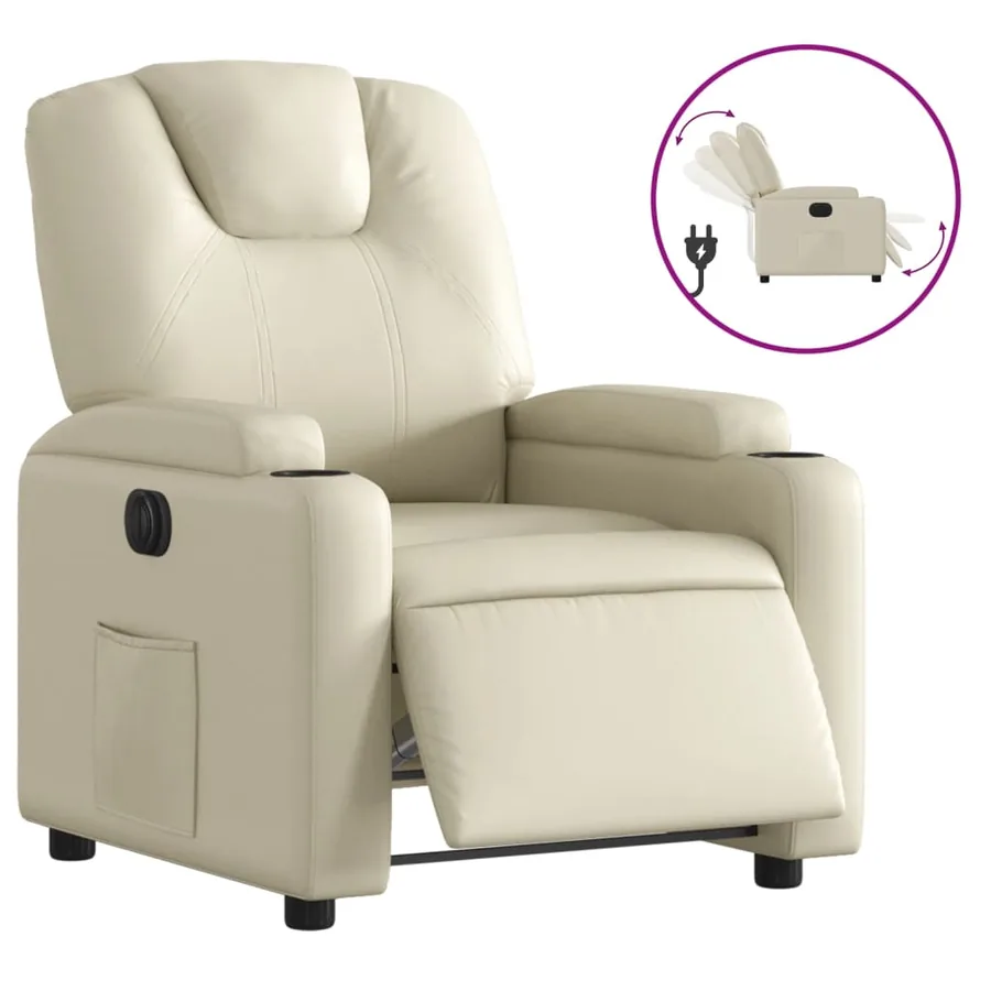 Fauteuil inclinable électrique Crème Similicuir - 2