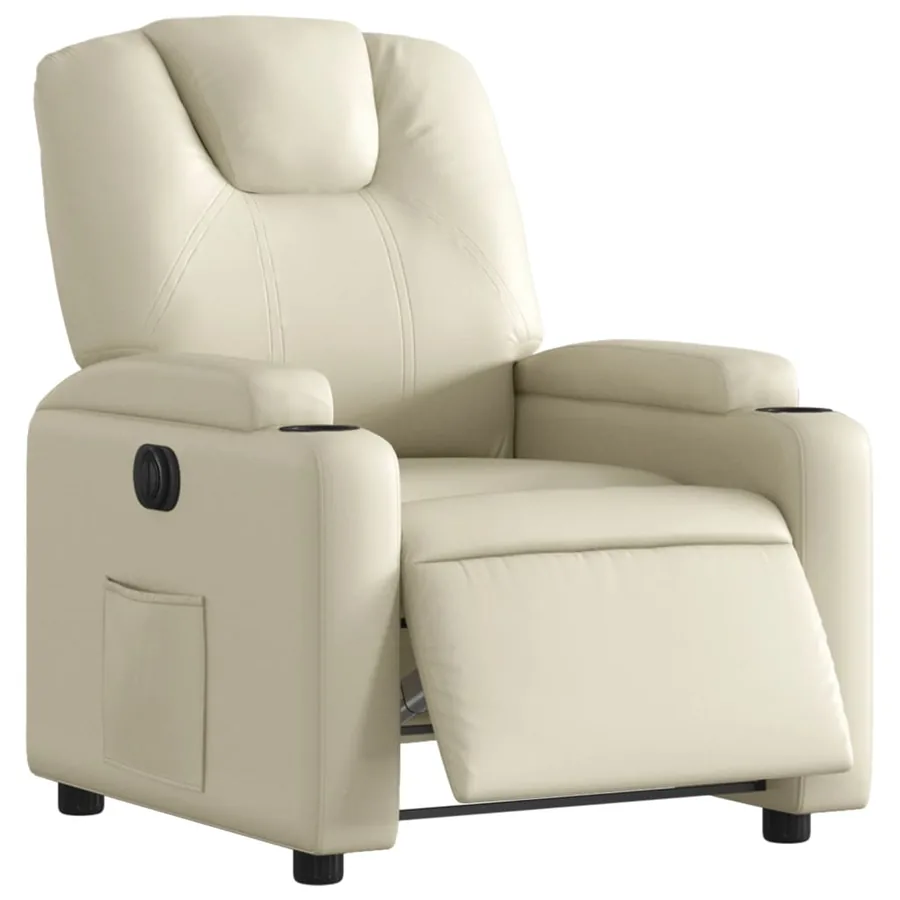 Fauteuil inclinable électrique Crème Similicuir - 3